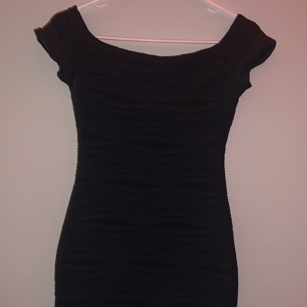 Black ruffle tight dress